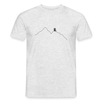Katze auf einem Berg - Männer T-Shirt - Grau meliert - Vorne - AI Model Male 178 dark (178cm)