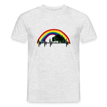 WALD HERZSCHLAG HAMBI REGENBOGEN - Männer T-Shirt - Grau meliert - Vorne - AI Model Male 178 dark (178cm)