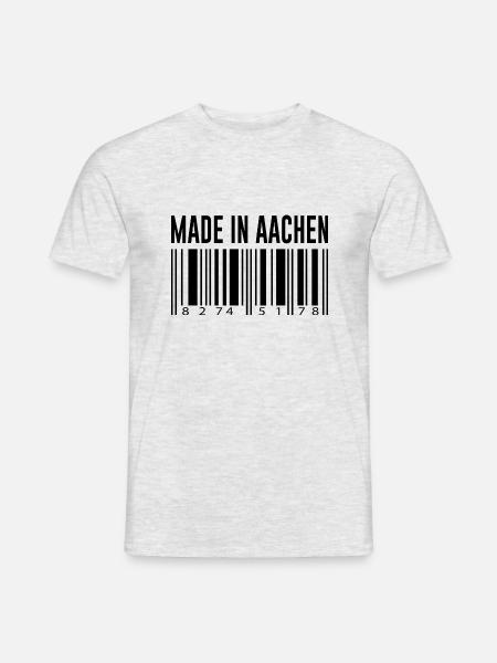 Aachen Deutschland Stadt Strichcode Geschenk - Männer T-Shirt - Grau meliert