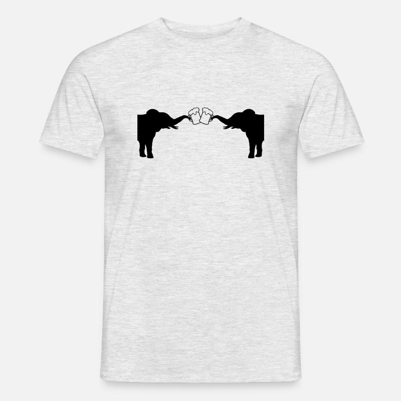 Anstoßen 2 Elefanten Bier - Männer T-Shirt - Grau meliert