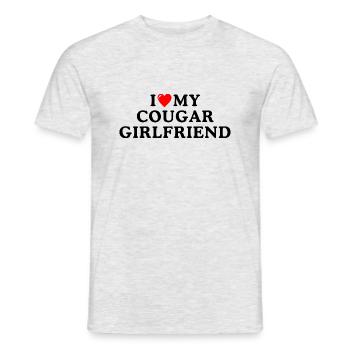 I Love My Cougar Girlfriend I Heart my cougar gf - Men's T-Shirt - heather grey - Front - AI Model Male 178 dark (178cm)