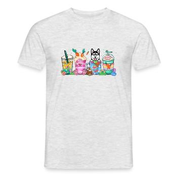 Café pour chien pâques husky 4500x5400Husky Dog Café - T-shirt homme - gris chiné - Devant - AI Model Male 178 dark (178cm)