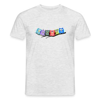 Cooles buntes Eulen Motiv - Männer T-Shirt - Grau meliert - Vorne - AI Model Male 178 dark (178cm)