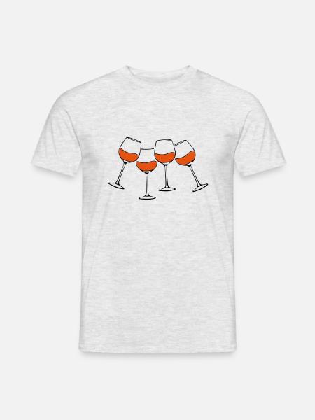 rotwein glaeser anstossen - Männer T-Shirt - Grau meliert