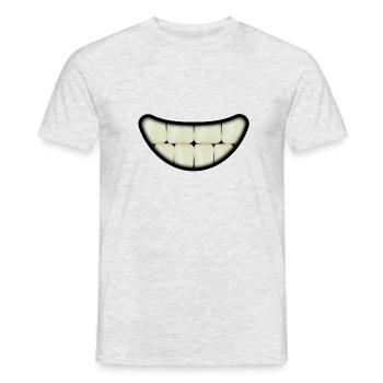 Smiling mouth with big teeth - Men's T-Shirt - heather grey - Front - AI Model Male 178 dark (178cm)
