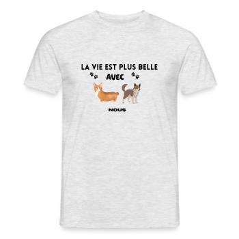 LA VIE EST PLUS BELLE AVEC NOUS - T-shirt homme - gris chiné - Devant - AI Model Male 178 dark (178cm)