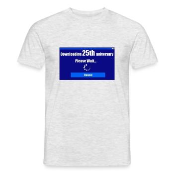 downloading 25th anniversary - Men's T-Shirt - heather grey - Front - AI Model Male 178 dark (178cm)