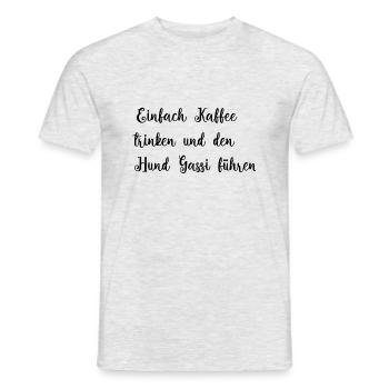 Kaffee trinken und den Hund Gassi führen - Männer T-Shirt - Grau meliert - Vorne - AI Model Male 178 dark (178cm)