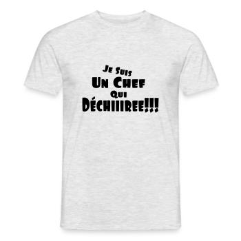 un chef qui déchire,citations,message - T-shirt homme - gris chiné - Devant - AI Model Male 178 dark (178cm)