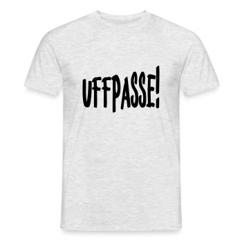 Uffpasse - Aufpassen - Männer T-Shirt - Grau meliert - Vorne - AI Model Male 178 dark (178cm)