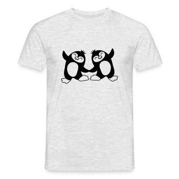 Un couple de pingouins danse doucement - T-shirt homme - gris chiné - Devant - AI Model Male 178 dark (178cm)