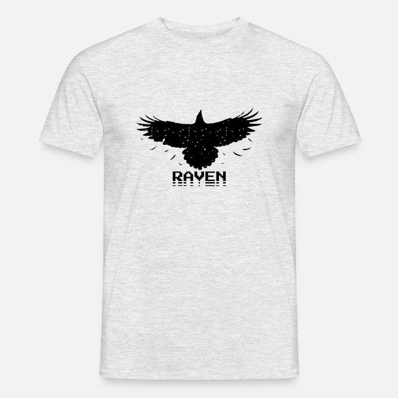 Raven Retro Pixel Style - Männer T-Shirt - Grau meliert