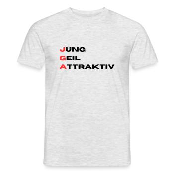 JGA Jung Geil Attraktiv - Männer T-Shirt - Grau meliert - Vorne - AI Model Male 178 dark (178cm)