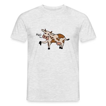 Muh / Buh-Kuh Daumen runter - Männer T-Shirt - Grau meliert - Vorne - AI Model Male 178 dark (178cm)