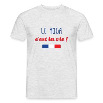 Le Yoga c'est la vie ! - T-shirt homme - gris chiné - Devant - AI Model Male 178 dark (178cm)