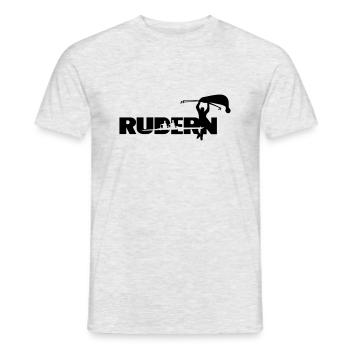 Rudern Schriftzug mit Ruderboot und Ruderer - Männer T-Shirt - Grau meliert - Vorne - AI Model Male 178 dark (178cm)