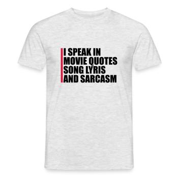 speak lyrics and sarcasm - Men's T-Shirt - heather grey - Front - AI Model Male 178 dark (178cm)