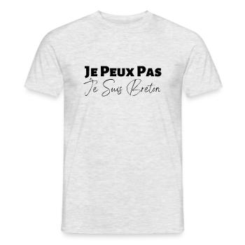 je peux pas je suis breton - idée cadeau breton - T-shirt homme - gris chiné - Devant - AI Model Male 178 dark (178cm)