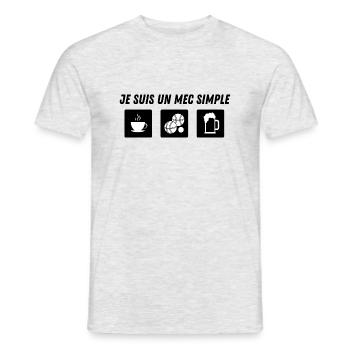 Je suis un mec simple - petanque - idée cadeau - T-shirt homme - gris chiné - Devant - AI Model Male 178 dark (178cm)