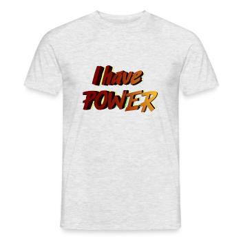 Ich habe Macht - Männer T-Shirt - Grau meliert - Vorne - AI Model Male 178 dark (178cm)