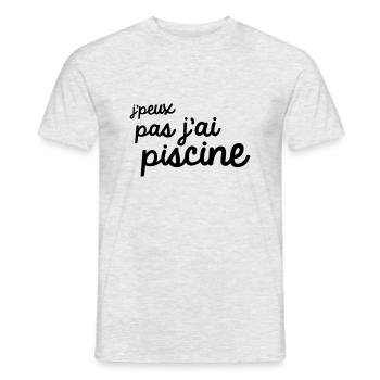 Je peux pas j'ai piscine - T-shirt homme - gris chiné - Devant - AI Model Male 178 dark (178cm)