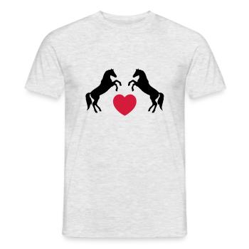 Deux chevaux sauvages avec un coeur - T-shirt homme - gris chiné - Devant - AI Model Male 178 dark (178cm)