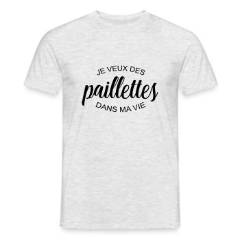 Paillettes - T-shirt homme - gris chiné - Devant - AI Model Male 178 dark (178cm)