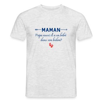 maman papa aussi il a un bébé - humour enfant - T-shirt homme - gris chiné - Devant - AI Model Male 178 dark (178cm)