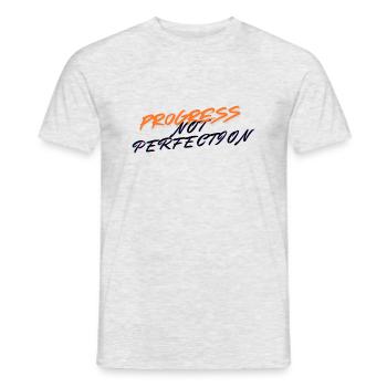 Le progrès, pas la perfection ! - T-shirt homme - gris chiné - Devant - AI Model Male 178 dark (178cm)