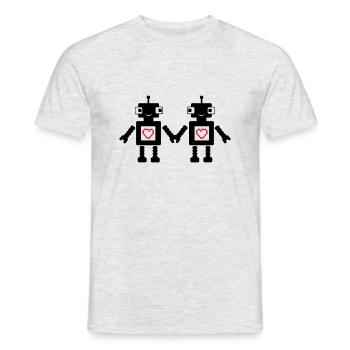 roboters_in_love_02 - T-shirt homme - gris chiné - Devant - AI Model Male 178 dark (178cm)