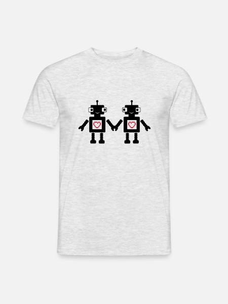 roboters_in_love_02 - Men's T-Shirt - heather grey