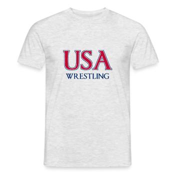 USA Wrestling - National Colors - United States - Männer T-Shirt - Grau meliert - Vorne - AI Model Male 178 dark (178cm)