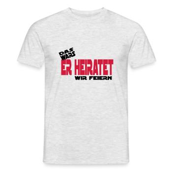 das wars er heiratet wir feiern junggesellen - Männer T-Shirt - Grau meliert - Vorne - AI Model Male 178 dark (178cm)