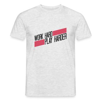 Play Harder Logo - Männer T-Shirt - Grau meliert - Vorne - AI Model Male 178 dark (178cm)