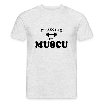 J'Peux Pas J'Ai Muscu - T-shirt homme - gris chiné - Devant - AI Model Male 178 dark (178cm)
