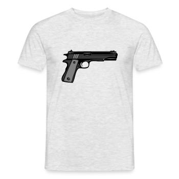 pistol revolver automatic gun weapon - Men's T-Shirt - heather grey - Front - AI Model Male 178 dark (178cm)