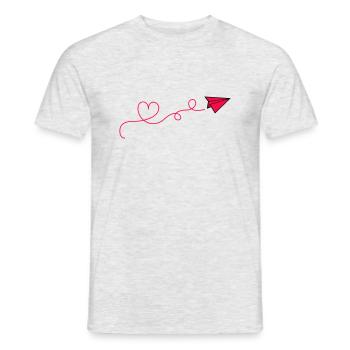 Coeur d’avion en papier - T-shirt homme - gris chiné - Devant - AI Model Male 178 dark (178cm)