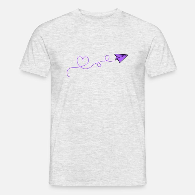 papierflieger herz - Männer T-Shirt - Grau meliert