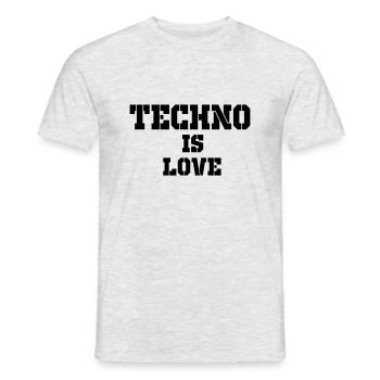 techno is love - Men's T-Shirt - heather grey - Front - AI Model Male 178 dark (178cm)