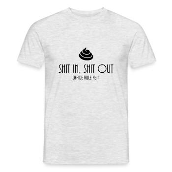 Shit in Shit out - règle du bureau - T-shirt homme - gris chiné - Devant - AI Model Male 178 dark (178cm)