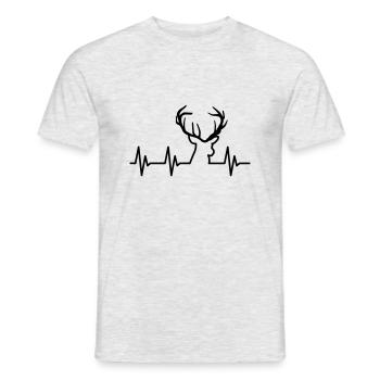 Hunting is passion / heartbeat - deer - Men's T-Shirt - heather grey - Front - AI Model Male 178 dark (178cm)