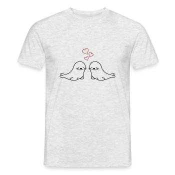 seehunde verliebt - Männer T-Shirt - Grau meliert - Vorne - AI Model Male 178 dark (178cm)