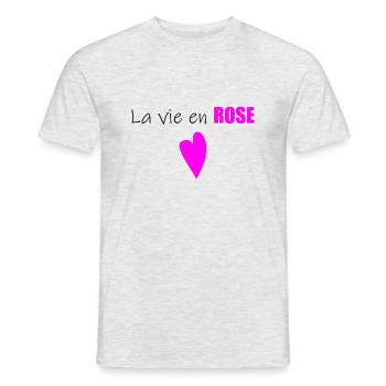 la vie en rose - T-shirt homme - gris chiné - Devant - AI Model Male 178 dark (178cm)