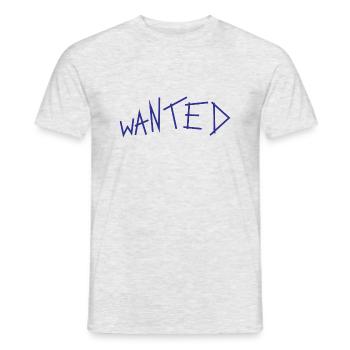 Wanted grunge Schriftzug - Männer T-Shirt - Grau meliert - Vorne - AI Model Male 178 dark (178cm)