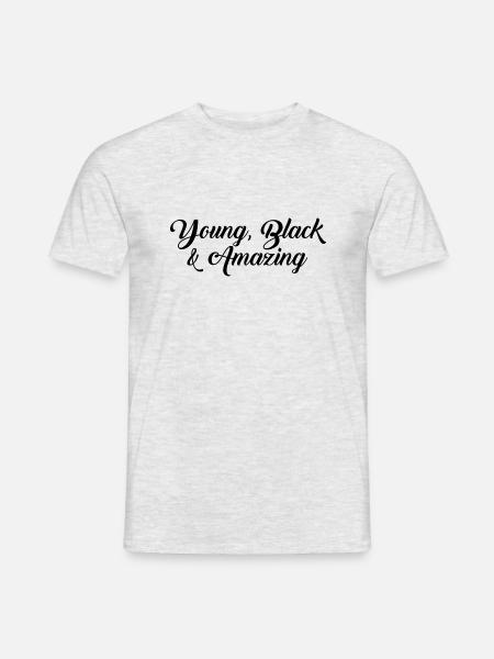 YOUNG BLACK AMAZING black - Men's T-Shirt - heather grey