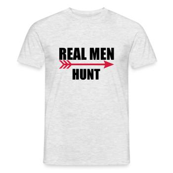 2 real men hunt - Men's T-Shirt - heather grey - Front - AI Model Male 178 dark (178cm)