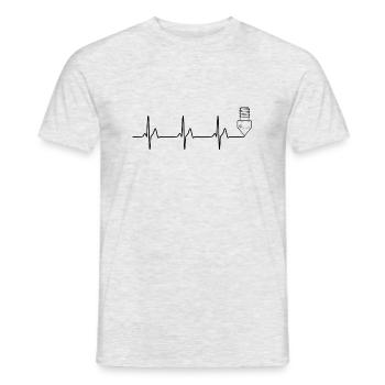 Druck 3d heartbeat Herzfrequenz EKG - Männer T-Shirt - Grau meliert - Vorne - AI Model Male 178 dark (178cm)
