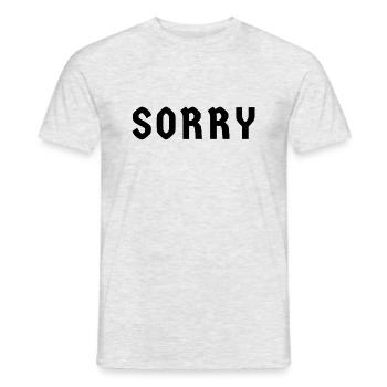 Sorry & Pardon & Entschuldigung & Weisheit - Männer T-Shirt - Grau meliert - Vorne - AI Model Male 178 dark (178cm)