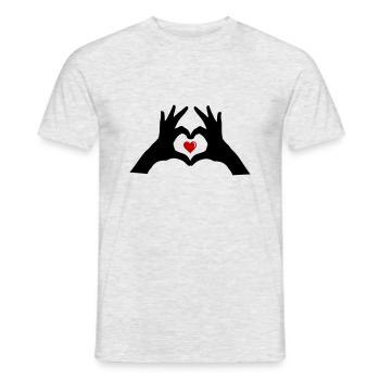 hands heart - Men's T-Shirt - heather grey - Front - AI Model Male 178 dark (178cm)
