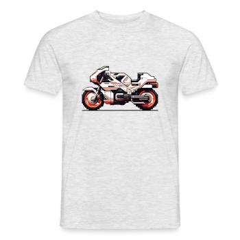 Motorrad Rennmaschine als 8 Bit Vector - Männer T-Shirt - Grau meliert - Vorne - AI Model Male 178 dark (178cm)